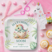 Niedlich Dino Pink Girl Dinosaur Babydusche Pappteller (Party)