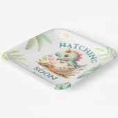 Niedlich Dino Pink Girl Dinosaur Babydusche Pappteller (Gewinkelt)