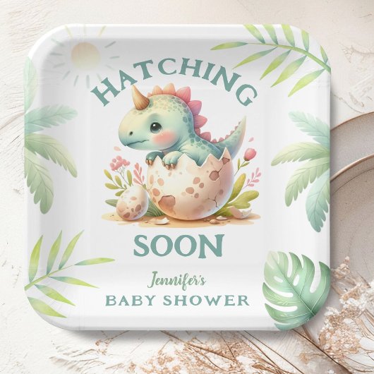 Niedlich Dino Pink Girl Dinosaur Babydusche Pappteller