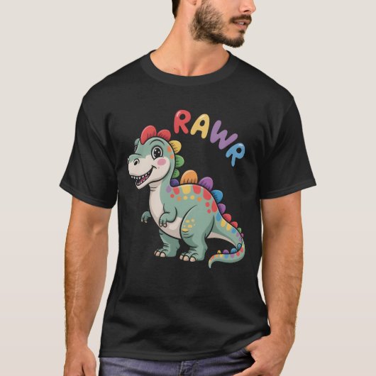 Niedlich Dino Rawr Dinosaur Roaring Funny Kid Dino T-Shirt (Vorderseite)