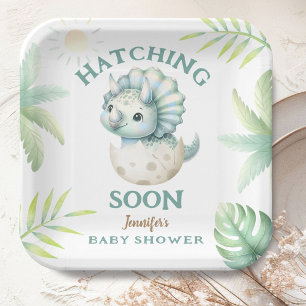 Niedlich Dino Triceratops Dinosaur Kinderdusche Pappteller