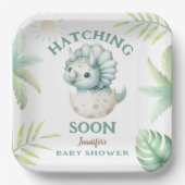 Niedlich Dino Triceratops Dinosaur Kinderdusche Pappteller (Vorderseite)