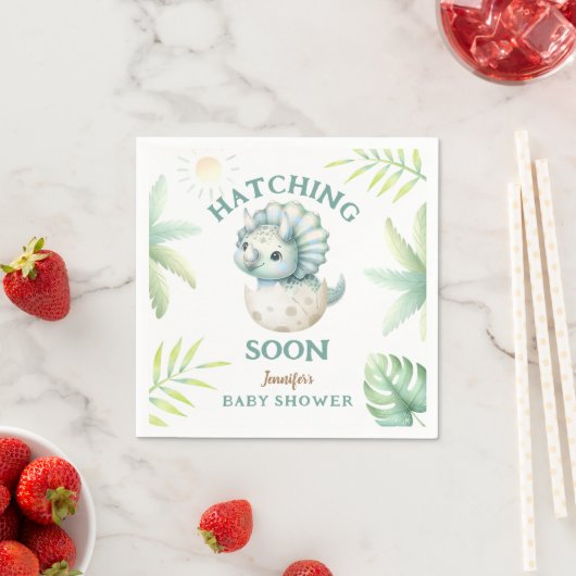 Niedlich Dino Triceratops Dinosaur Kinderdusche Serviette (Beispiel)