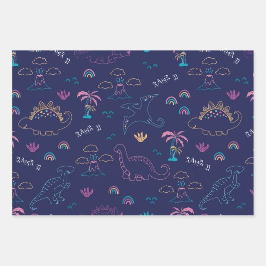 Niedlich Dinos Pattern Geschenkpapier Set (Vorderseite 2)