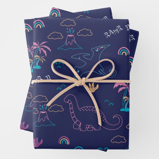 Niedlich Dinos Pattern Geschenkpapier Set (Beispiel)
