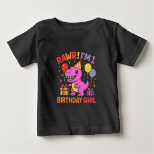 Niedlich Dinosaur 1. Geburtstagskarte Baby T-shirt