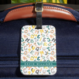 Niedlich Dinosaur Alphabet Muster Individuelle Nam Gepäckanhänger