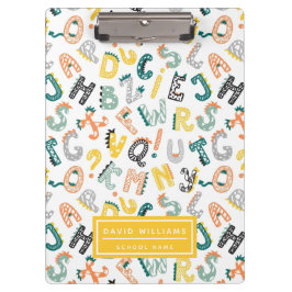 Niedlich Dinosaur Alphabet Pattern Kinderschule Klemmbrett