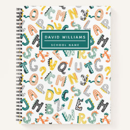 Niedlich Dinosaur Alphabet Pattern Kinderschule Notizblock