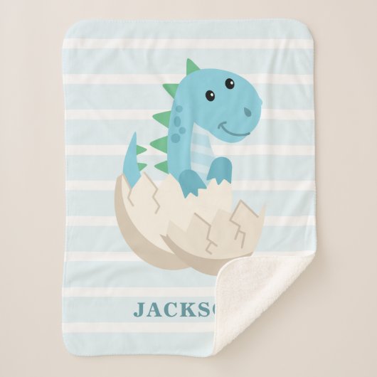 Niedlich Dinosaur Baby Boy Personalisiert Sherpadecke (Vorderseite)
