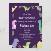 Niedlich Dinosaur Baby Dusche Party Einladung (Vorne/Hinten)