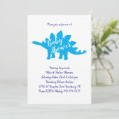 Niedlich Dinosaur Baby Dusche Stegosaurus Blue Boy Einladung (Stehend Vorderseite)