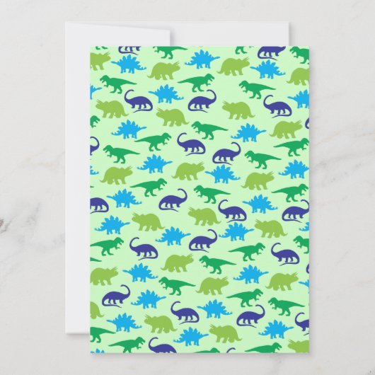 Niedlich Dinosaur Baby Dusche T-Rex Dino Green Boy Einladung (Rückseite)