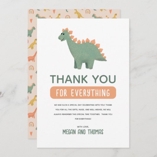 Niedlich Dinosaur Baby Duwer Girls Danke (Vorne/Hinten)