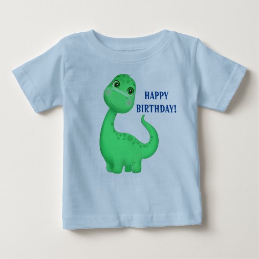Niedlich Dinosaur Baby Fine Jersey Text Change T - Baby T-shirt (Vorderseite)