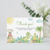 Niedlich Dinosaur Babydusche Danke Karte (Stehend Vorderseite)