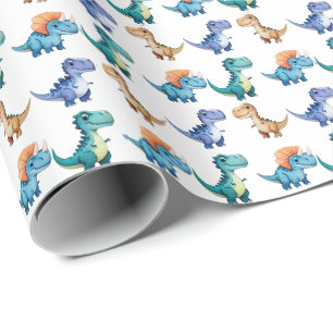 Niedlich Dinosaur Balloon Junge Freunde Geburtstag Geschenkpapier