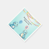 Niedlich Dinosaur Balloon Junge Freunde Geburtstag Serviette (Ecke)