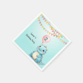 Niedlich Dinosaur Balloon Junge Glücklichen Geburt Serviette (Ecke)