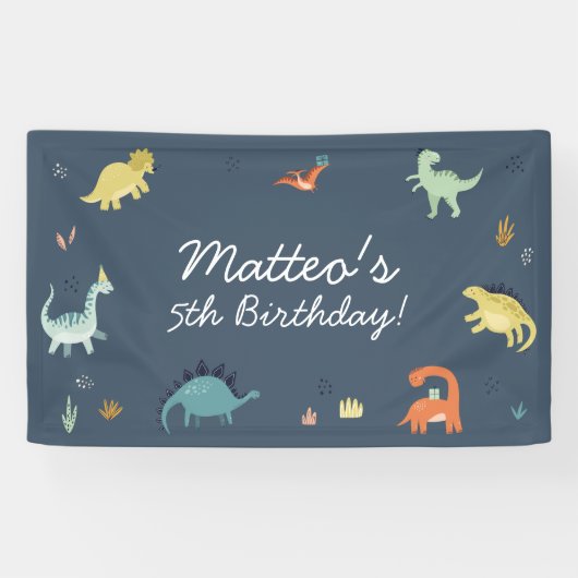 Niedlich Dinosaur Birthday Banner (Horizontal)