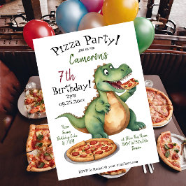 Niedlich Dinosaur Birthday Pizza Party Einladung
