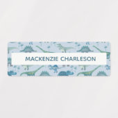 Niedlich Dinosaur Blue Individuelle Name Labels Etiketten (Design 1)