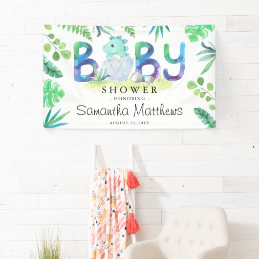 Niedlich Dinosaur Boy Baby Dusche Banner (Insitu)