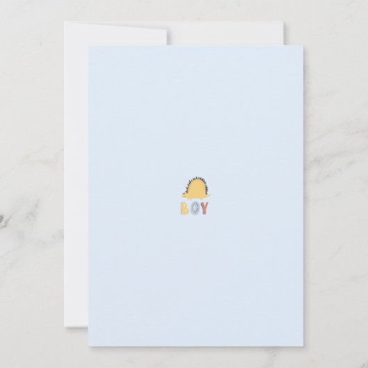 Niedlich Dinosaur Boy Baby Dusche Einladung (Rückseite)