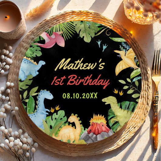 Niedlich Dinosaur Boy Erste Geburtstagsparty Pappteller