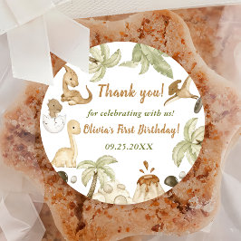 Niedlich Dinosaur Boy Geburtstagsparty Runder Aufkleber