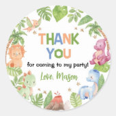 Niedlich Dinosaur Boy Geburtstagsparty Runder Aufkleber (Vorderseite)