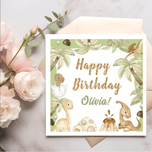 Niedlich Dinosaur Boy Geburtstagsparty Serviette