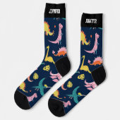 Niedlich Dinosaur Cartoon Muster Dino Lover Socken (Linkes Detail)