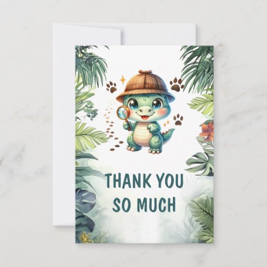 Niedlich Dinosaur Cool Dino Kinderdusche Dankeskarte (Vorderseite)