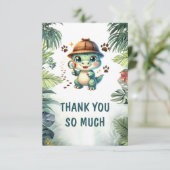 Niedlich Dinosaur Cool Dino Kinderdusche Dankeskarte (Stehend Vorderseite)