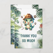 Niedlich Dinosaur Cool Dino Kinderdusche Dankeskarte (Vorne/Hinten)