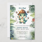 Niedlich Dinosaur Cool Dino Kinderdusche Einladung (Vorderseite)