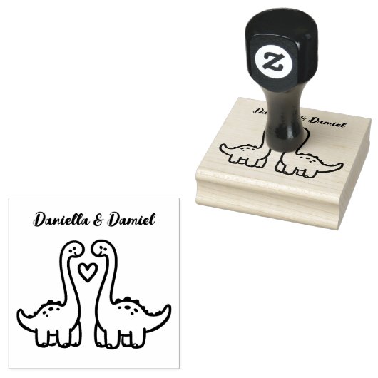 Niedlich Dinosaur Couple Briefmarke Gummistempel (Stempel)