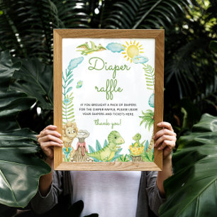 Niedlich Dinosaur Diaper Raffle Poster