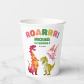 Niedlich Dinosaur Dig Watercolor Dino Kindergeburt Pappbecher (Rückseite)