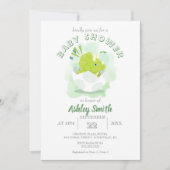 Niedlich Dinosaur Eier Grüne Wasserfarbe Kinderdus Einladung (Vorderseite)