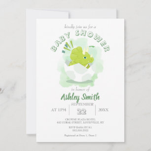 Niedlich Dinosaur Eier Grüne Wasserfarbe Kinderdus Einladung