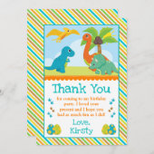 Niedlich Dinosaur Friends Kindergeburtstag Dankeskarte (Vorne/Hinten)