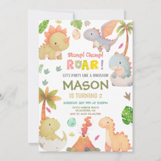 Niedlich Dinosaur Geburtstagsparty Einladung