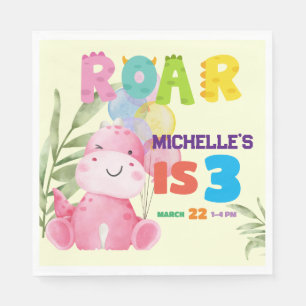 Niedlich Dinosaur Geburtstagsparty Kinder Dino Gir Serviette