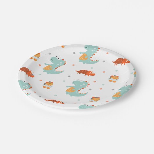 Niedlich Dinosaur Geburtstagsparty Pappteller (Schrägansicht)