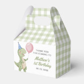 Niedlich Dinosaur Gingham 1. Geburtstag Party Geschenkschachtel (Rückseite)