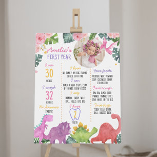 Niedlich Dinosaur Girl Erstgeburtenzeichen Milesto Poster