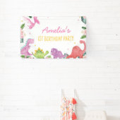 Niedlich Dinosaur Girl Geburtstag Banner (InSitu)