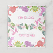 Niedlich Dinosaur Girl Geburtstagsfeier Platzkarte (Außenseite Aufgefaltet)